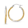 Thumbnail Image 1 of 25.0mm Diamond-Cut Twist Hoop Earrings in Hollow 14K Two-Tone Gold