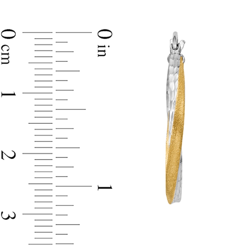 Main Image 2 of 25.0mm Diamond-Cut Twist Hoop Earrings in Hollow 14K Two-Tone Gold