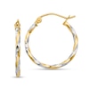 Thumbnail Image 1 of 21.0mm Textured Twist Hoop Earrings in Hollow 14K Two-Tone Gold