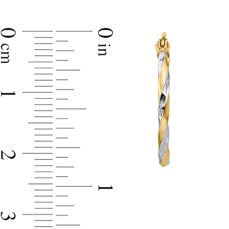 Main Image 2 of 21.0mm Textured Twist Hoop Earrings in Hollow 14K Two-Tone Gold