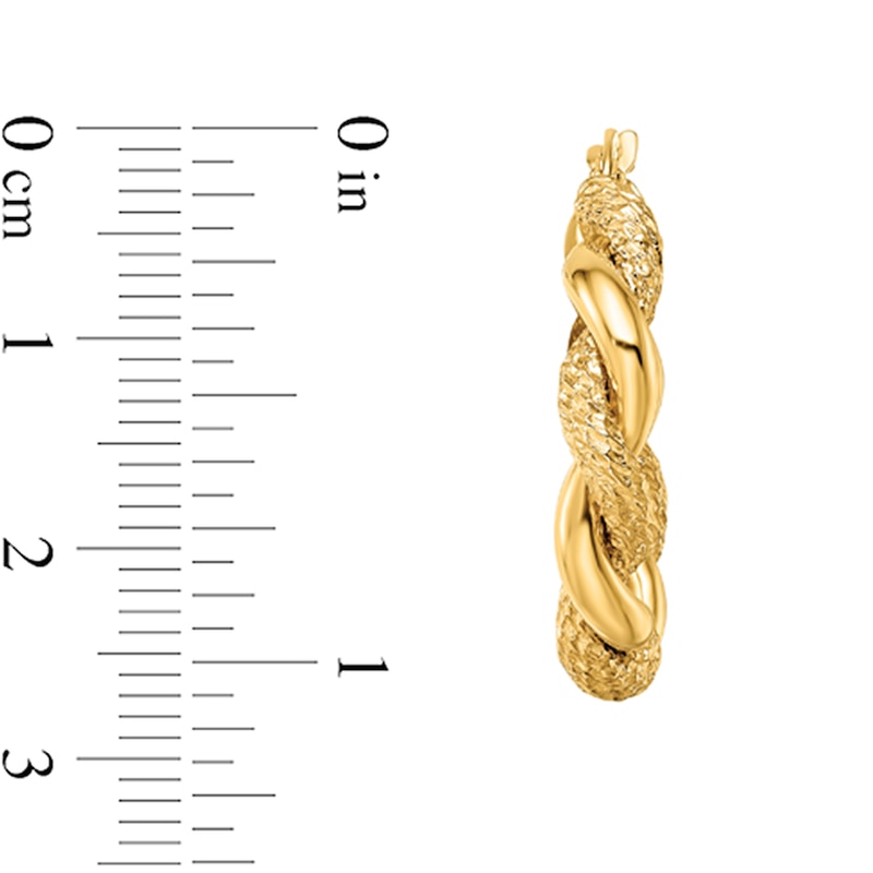 Main Image 2 of 26.0mm Diamond-Cut Rope Twist Hoop Earrings in Hollow 14K Gold