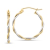Thumbnail Image 1 of 23.0mm Textured Twist Hoop Earring in Hollow 14K Two-Tone Gold