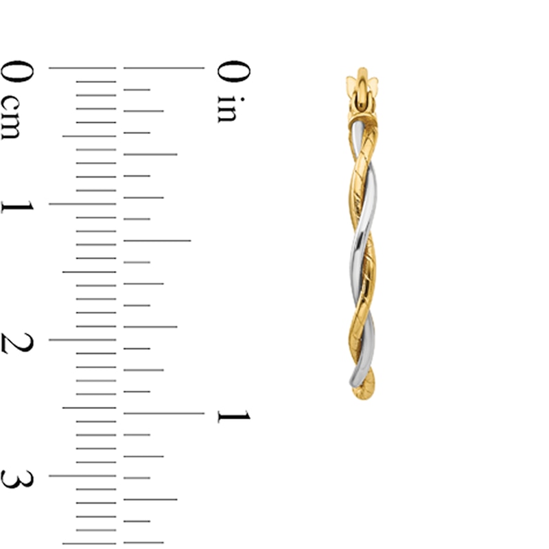 Main Image 2 of 23.0mm Textured Twist Hoop Earring in Hollow 14K Two-Tone Gold