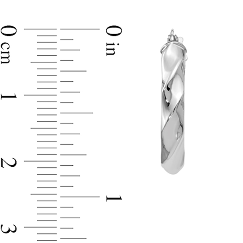 Main Image 2 of 22.0mm Twist Oval Hoop Earrings in Hollow 14K White Gold