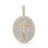 Thumbnail Image 1 of 2-1/2 CT. T.W. Baguette and Round Diamond Frame Jesus Oval Medallion Necklace Charm in 10K Gold