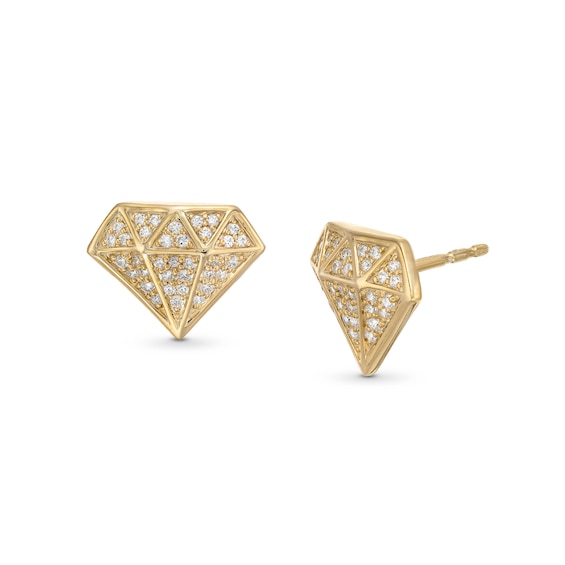 1/3 CT. T.w. Diamond Faceted Diamond-Shaped Stud Earrings in 10K Gold