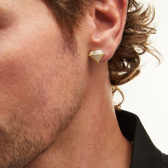 1/3 CT. T.w. Diamond Faceted Diamond-Shaped Stud Earrings in 10K Gold