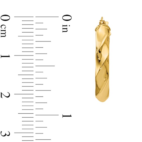 22.0mm Twist Oval Hoop Earrings in Hollow 14K Gold