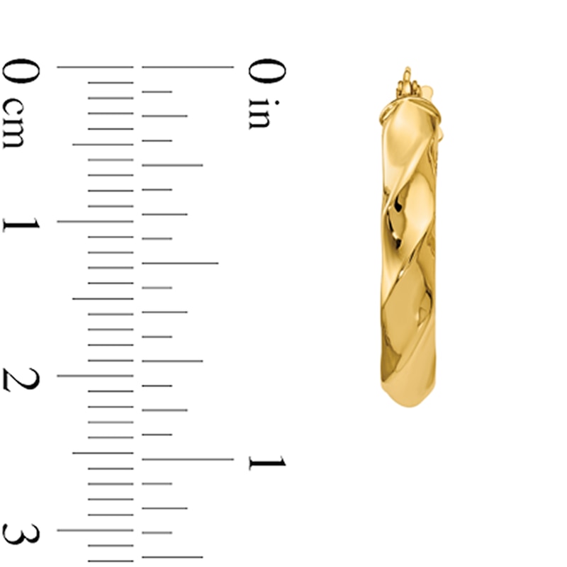 Main Image 2 of 22.0mm Twist Oval Hoop Earrings in Hollow 14K Gold