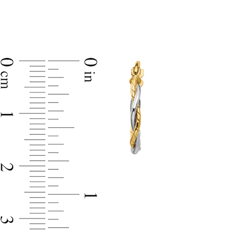 Main Image 2 of 16.5mm Textured Twist Hoop Earrings in Hollow 14K Two-Tone Gold
