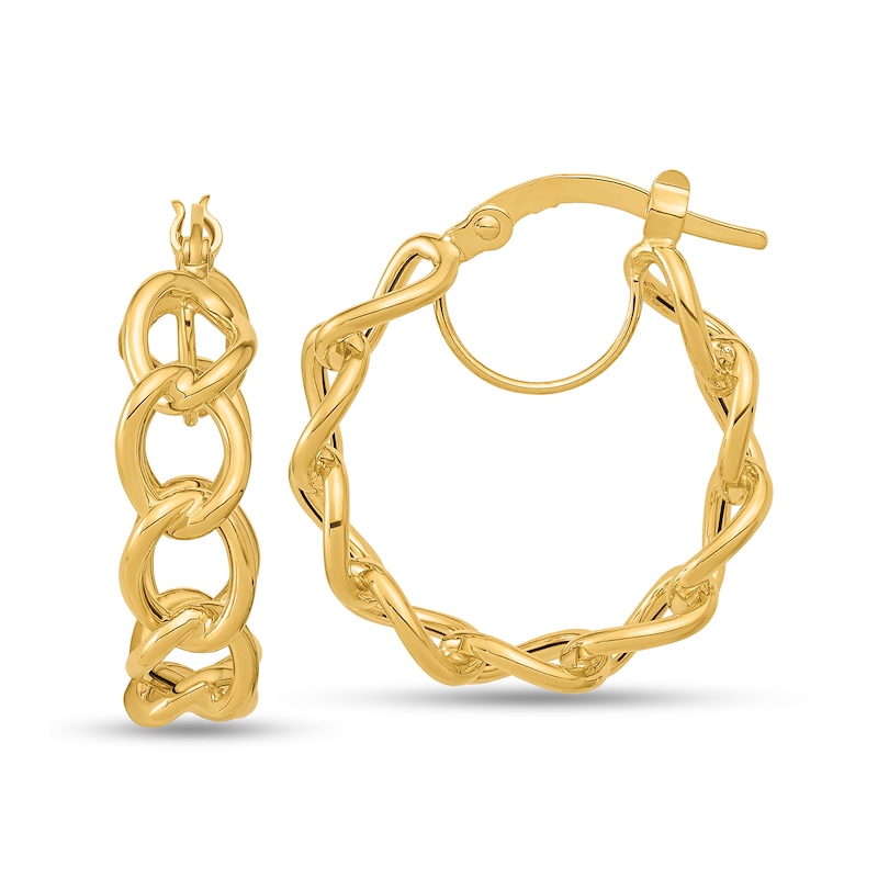 Main Image 1 of 21.4mm Oval Chain Link Hoop Earring in Hollow 14K Gold
