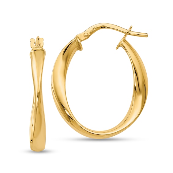 24.0mm Twist Hoop Earrings in Hollow 14K Gold