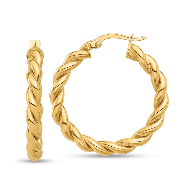 Main Image 1 of 27.3mm Rope Twist Hoop Earrings in Hollow 14K Gold