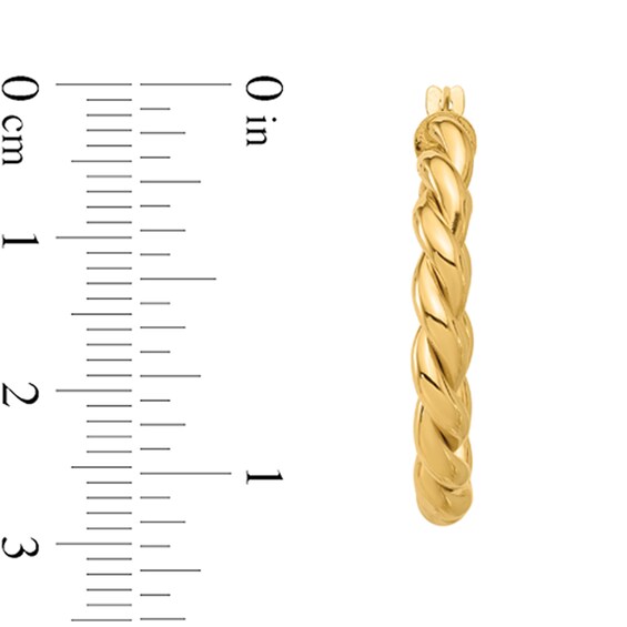 27.3mm Rope Twist Hoop Earrings in Hollow 14K Gold