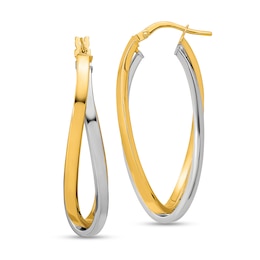 36.32mm Twist Oval Hoop Earrings in Hollow 14K Two-Tone Gold