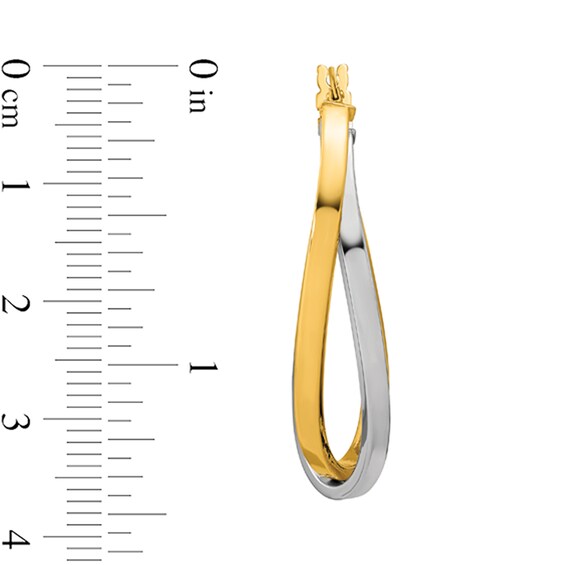 36.32mm Twist Oval Hoop Earrings in Hollow 14K Two-Tone Gold
