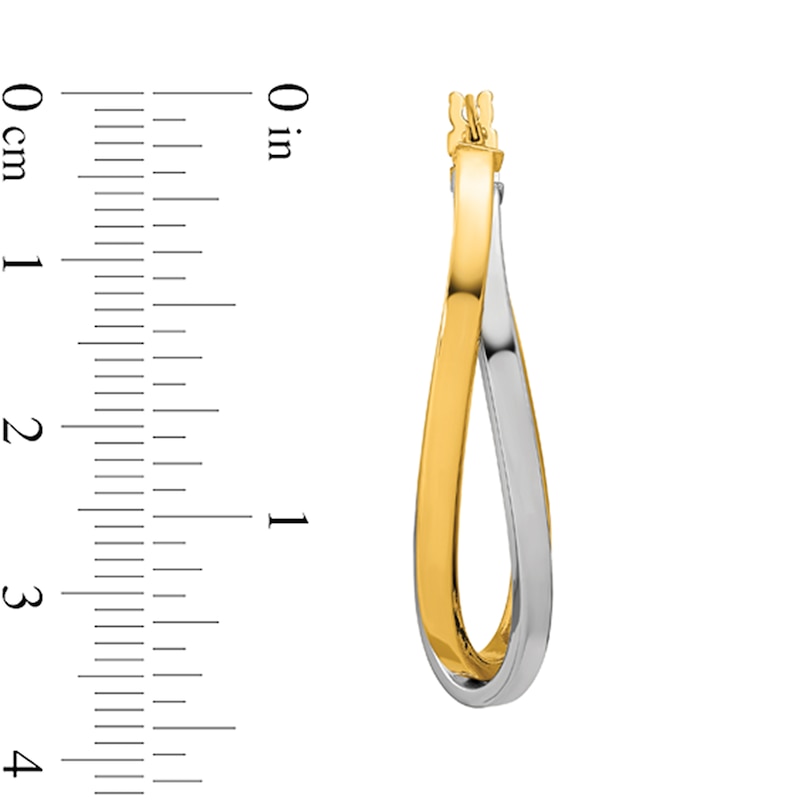 Main Image 2 of 36.32mm Twist Oval Hoop Earrings in Hollow 14K Two-Tone Gold