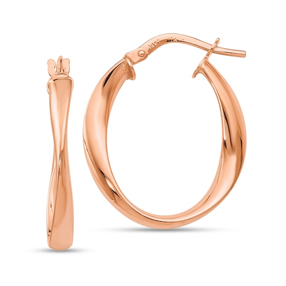 24.0mm Twist Hoop Earrings in Hollow 14K Rose Gold