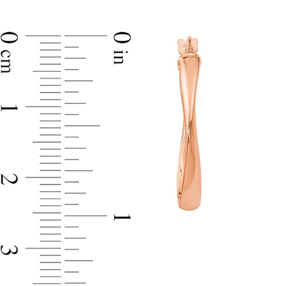 24.0mm Twist Hoop Earrings in Hollow 14K Rose Gold