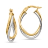 Thumbnail Image 1 of 20.0mm Double Oval Layered Twist Hoop Earrings in Hollow 14K Two-Tone Gold