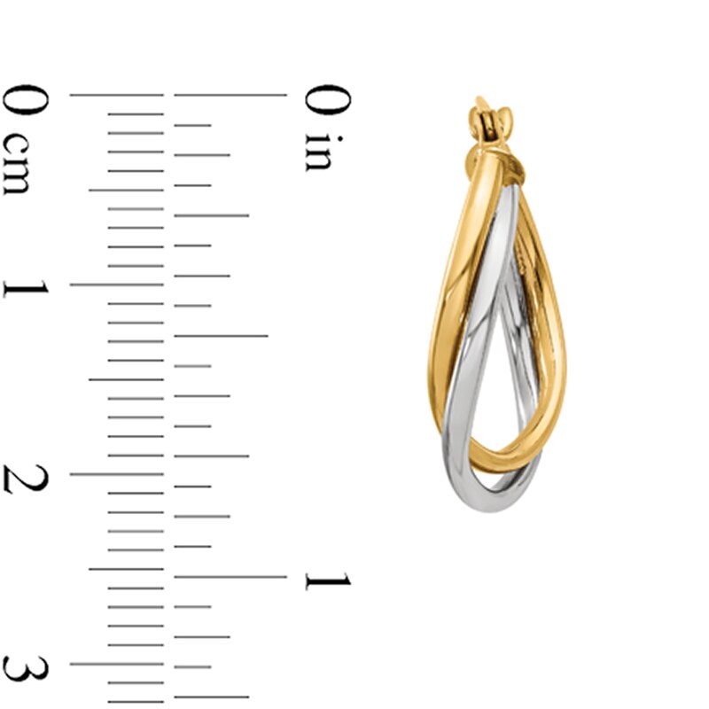 Main Image 2 of 20.0mm Double Oval Layered Twist Hoop Earrings in Hollow 14K Two-Tone Gold