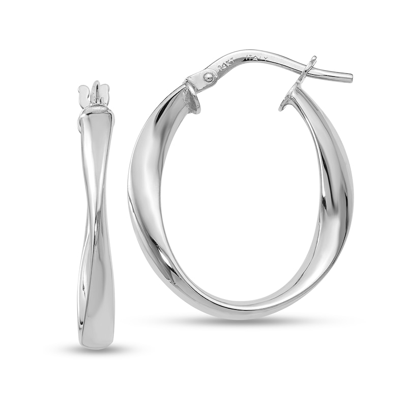 Main Image 1 of 25.5mm Twist Hoop Earrings in Hollow 14K White Gold