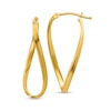 Thumbnail Image 1 of 27.6mm Twist Oval Hoop Earrings in Hollow 14K Gold