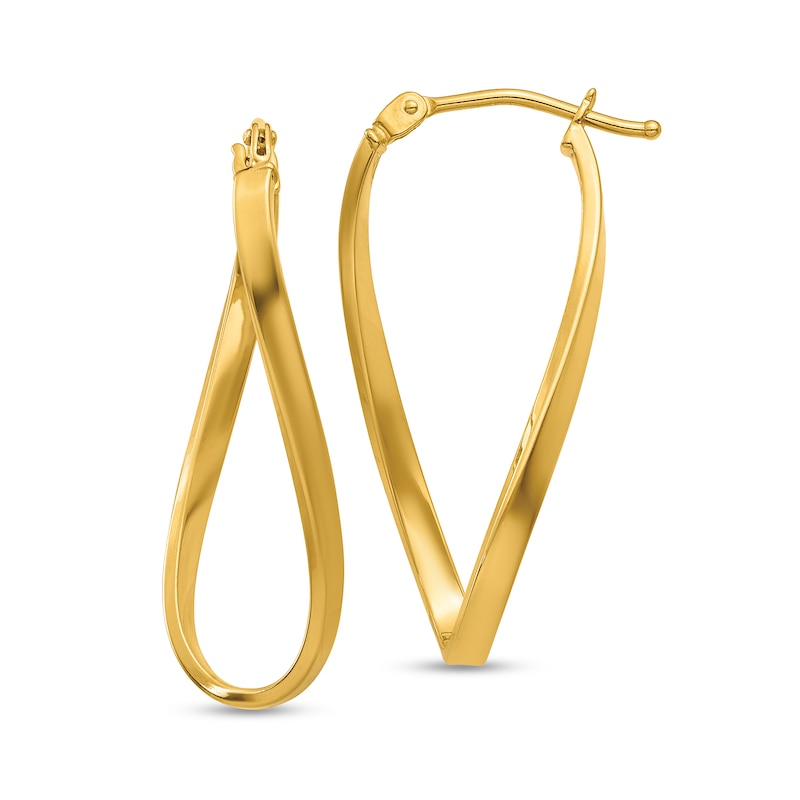 Main Image 1 of 27.6mm Twist Oval Hoop Earrings in Hollow 14K Gold