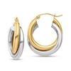 Thumbnail Image 1 of 19.0mm Crossover Double Hoop Earrings in Hollow 14K Two-Tone Gold