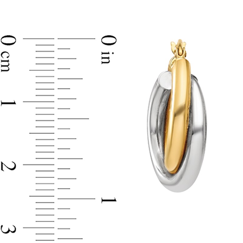 Main Image 2 of 19.0mm Crossover Double Hoop Earrings in Hollow 14K Two-Tone Gold