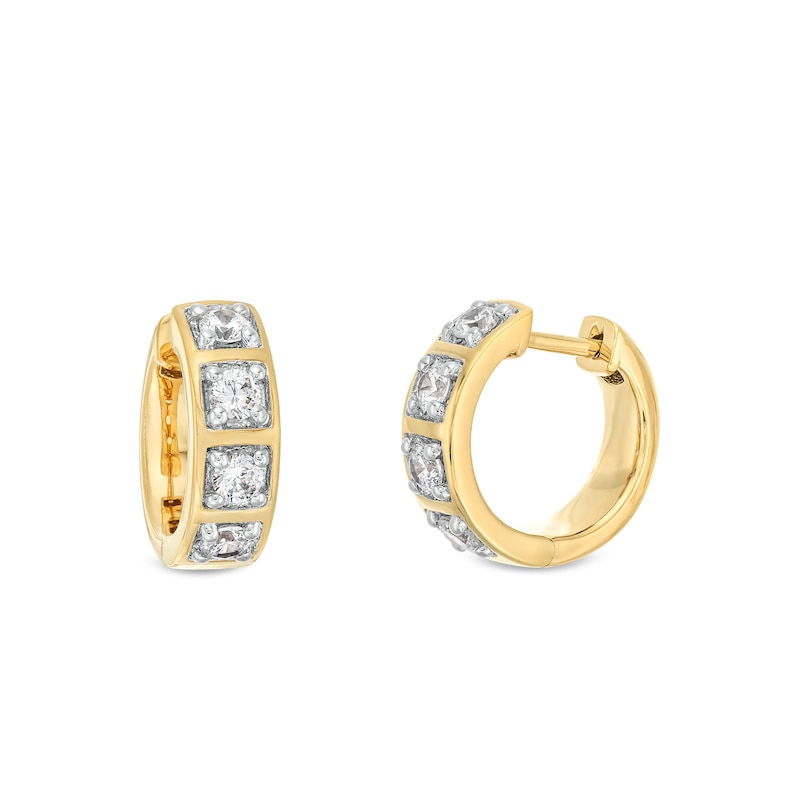 Main Image 1 of 3/4 CT. T.W. Lab-Grown Diamond Four Stone Hoop Earrings in 10K Gold (F/SI2)