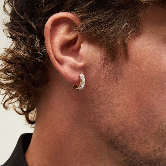 3/4 CT. T.w. Certified Lab-Grown Diamond Four Stone Hoop Earrings in 10K Gold (F/Si2)