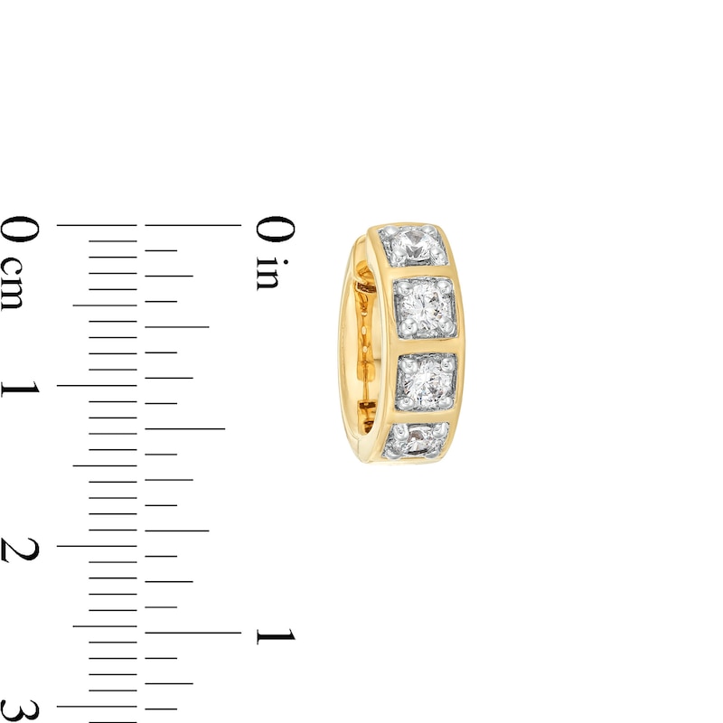 Main Image 3 of 3/4 CT. T.W. Lab-Grown Diamond Four Stone Hoop Earrings in 10K Gold (F/SI2)