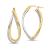 Thumbnail Image 1 of 29.0mm Crossover Double Oval Hoop Earrings in Hollow 14K Two-Tone Gold