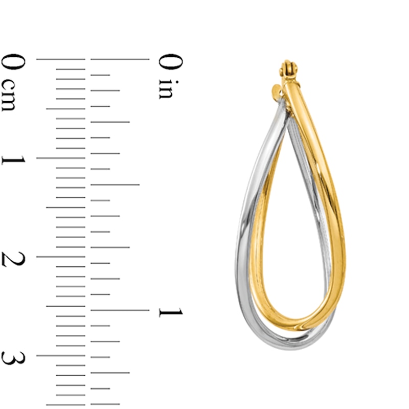 Main Image 2 of 29.0mm Crossover Double Oval Hoop Earrings in Hollow 14K Two-Tone Gold