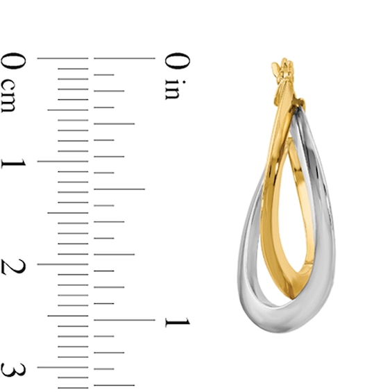 27.0mm Crossover Double Oval Hoop Earrings in Hollow 14K Two-Tone Gold