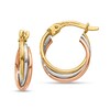 Thumbnail Image 1 of 15.0mm Layered Twist Hoop Earrings in Hollow 14K Tri-Tone Gold
