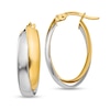 Thumbnail Image 1 of 23.0mm Crossover Oval Hoop Earrings in Hollow 14K Two-Tone Gold