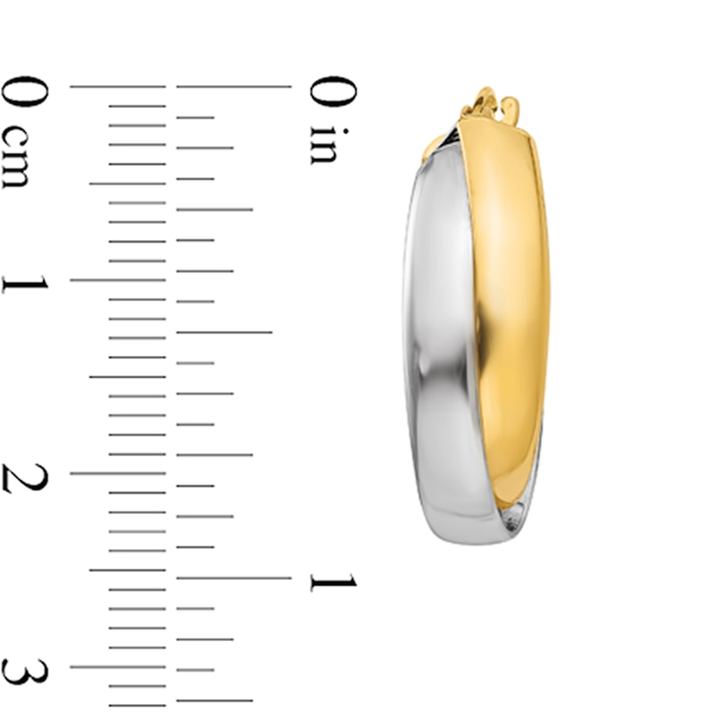 Main Image 2 of 23.0mm Crossover Oval Hoop Earrings in Hollow 14K Two-Tone Gold