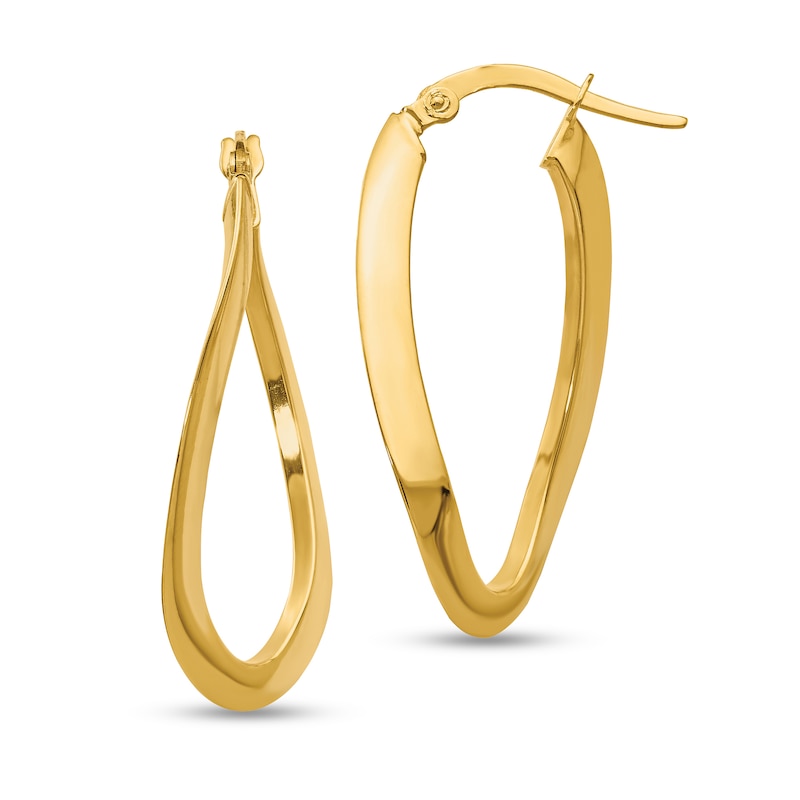 Main Image 1 of 33.0mm Twist Oval Hoop Earrings in Hollow 14K Gold