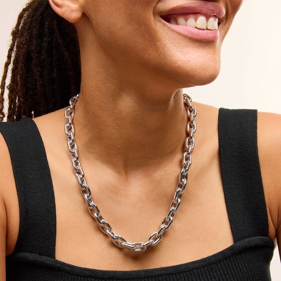 10.5mm Oval Rolo Chain Necklace in Hollow Sterling Silver - 20.5”