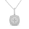 Thumbnail Image 2 of 1/2 CT. T. W. Certified Lab-Grown Diamond Quad Cushion Frame Pendant and Stud Earrings Set in Sterling Silver (F/SI2)