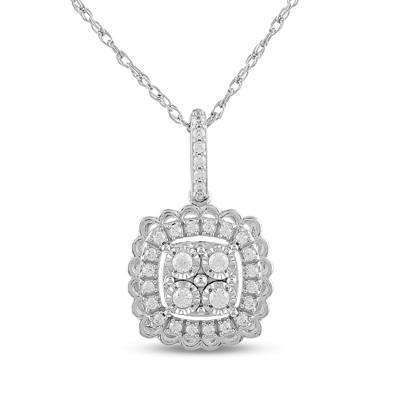 Main Image 2 of 1/2 CT. T. W. Certified Lab-Grown Diamond Quad Cushion Frame Pendant and Stud Earrings Set in Sterling Silver (F/SI2)