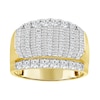 Thumbnail Image 1 of 2 CT. T.W. Baguette and Round Diamond Alternating Multi-Row Ring in 10K Gold
