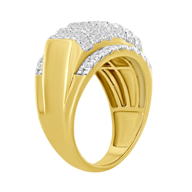 Main Image 2 of 2 CT. T.W. Baguette and Round Diamond Alternating Multi-Row Ring in 10K Gold