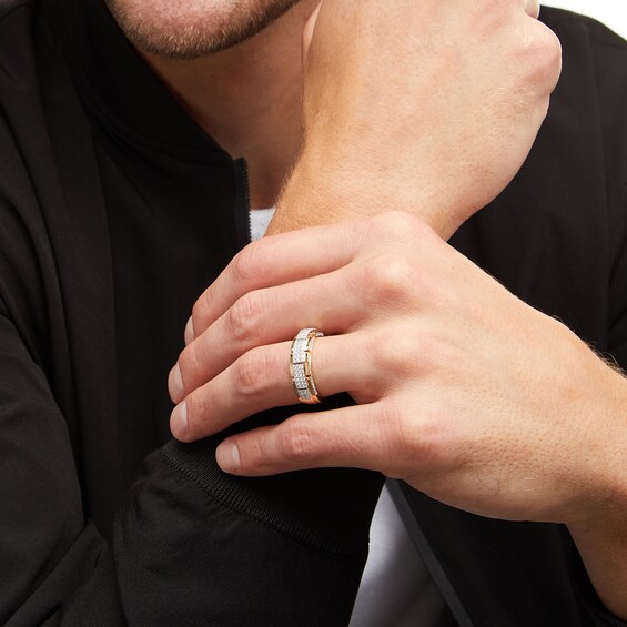 3/4 CT. T.w. Rectangle Multi-Diamond Segments Ring in 10K Gold