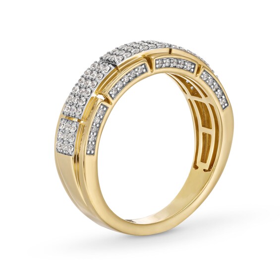 3/4 CT. T.w. Rectangle Multi-Diamond Segments Ring in 10K Gold