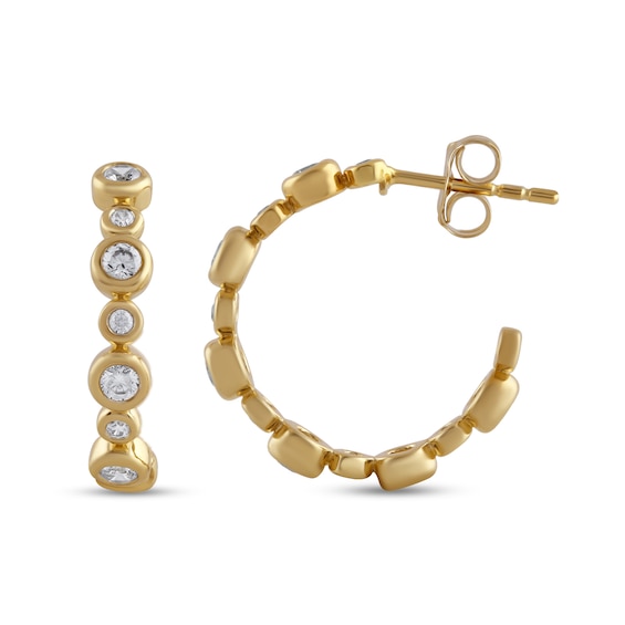 1/2 CT. T.w. Certified Lab-Grown Diamond Bezel-Set Hoop Earrings in Sterling Silver with 24K Gold Plate (F/Si2)