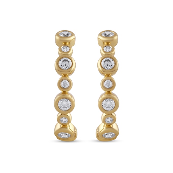 1/2 CT. T.w. Certified Lab-Grown Diamond Bezel-Set Hoop Earrings in Sterling Silver with 24K Gold Plate (F/Si2)