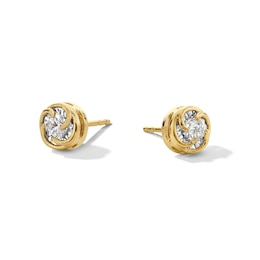 1/4 CT. T.W. Diamond Solitaire Swirl Frame Stud Earrings in 10K Gold